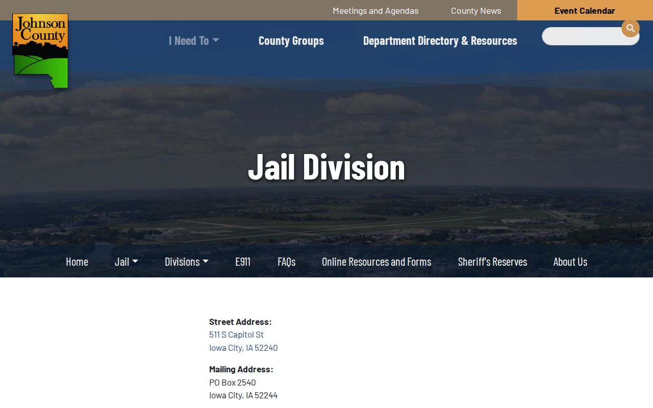 Johnson County arrest lookup jail contact and visitation source