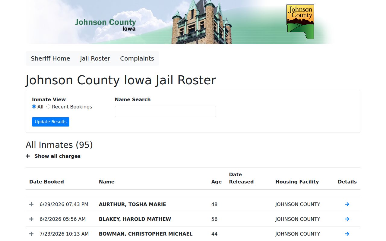 Johnson County arrest lookup official legacy jail roster