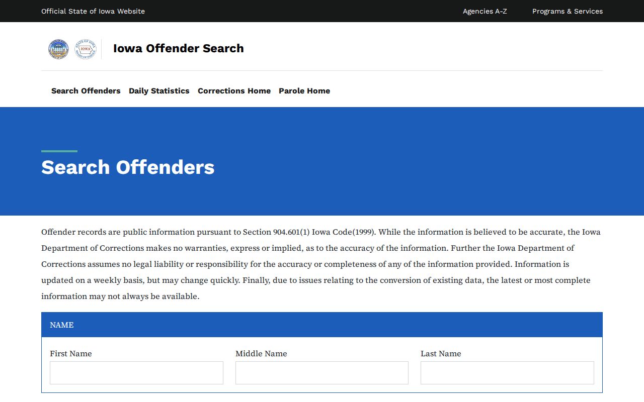 Johnson County criminal custody search through Iowa Department of Corrections